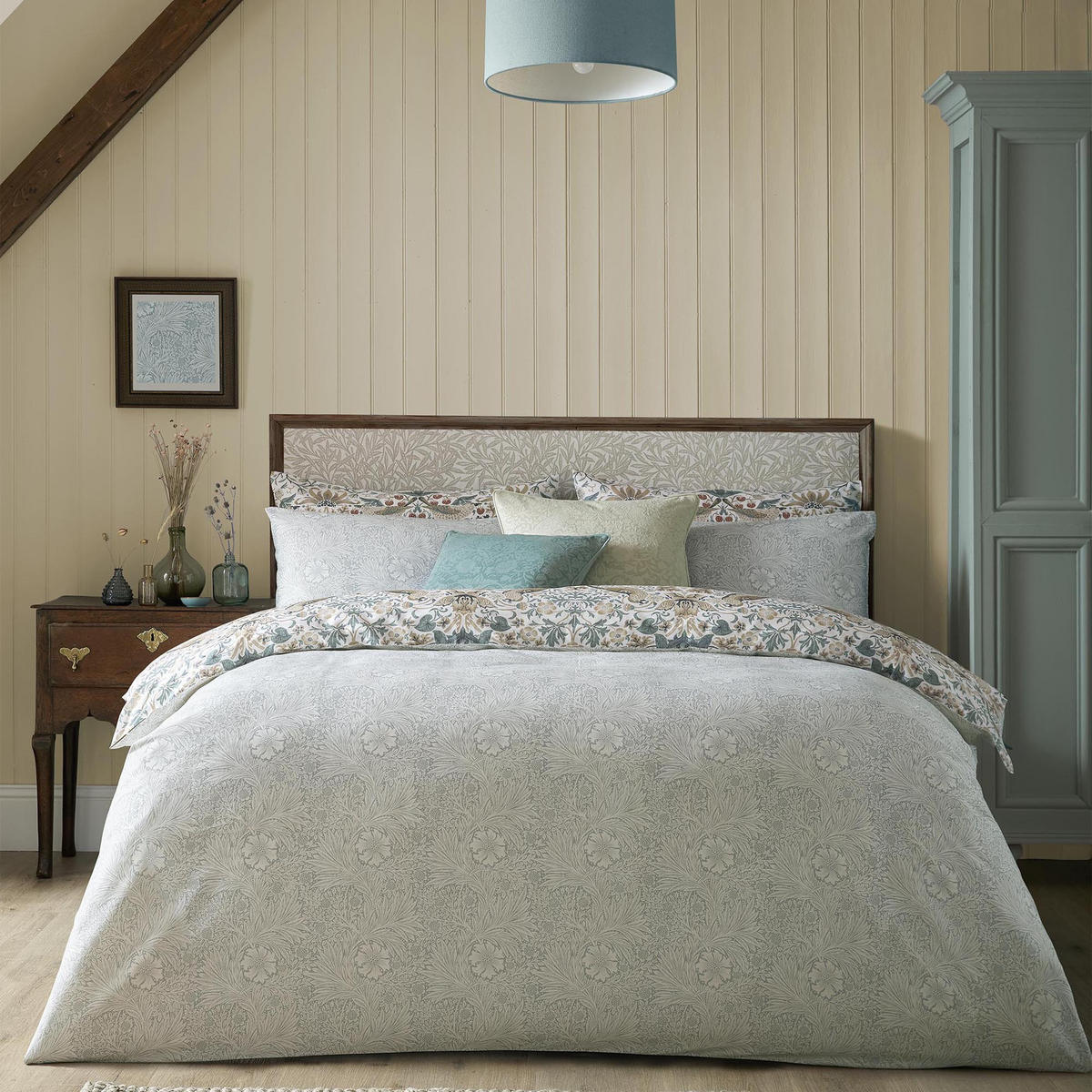 BETTWASCHE Erdbeerdieb 3-Teilig 200x200 - Grün, Textil (200/200cm) - Morris & Co