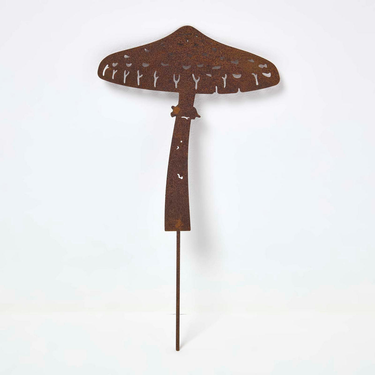 GARTENSTECKER Metall – 2er-Set Pilze Gartendeko in Rostoptik - Rostfarben, Metall (27cm) - Homescapes