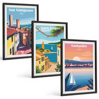 BILDER SET 3er Set - 40x60 cm Schwarzer Rahmen - Italienische Stadtlandschaften - Schwarz, Kunststoff (40/60cm) - TULUP
