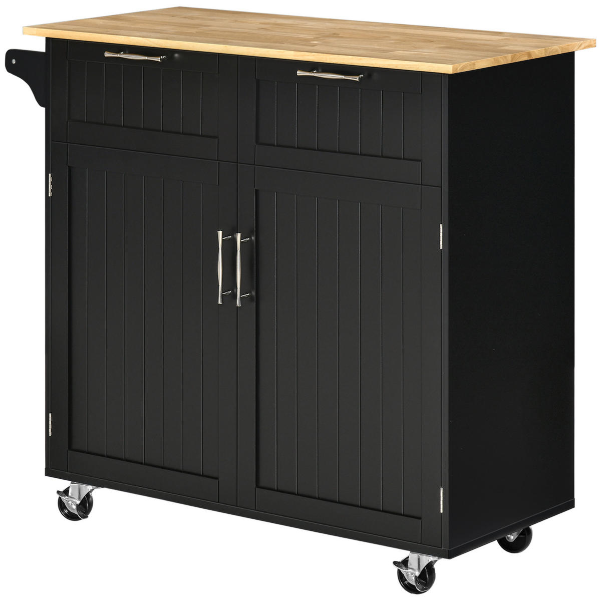 KÜCHENWAGEN, Mehrzweck, 2 Schubladen, Schrank, 4 Rollen, schwarz, 104x46x91cm - Multicolor, Metall (104/91/46cm) - FORIOUS
