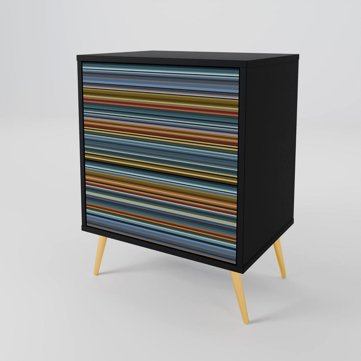 SIDEBOARD LINEOUT SPECTRUM, Schwarz, 57,5x42x67,5 cm, Schwarze Metall-Rahmenfüße - Multicolor/Schwarz, Holzwerkstoff/Metall (57.5/67.5/42cm) - SpaceRebels