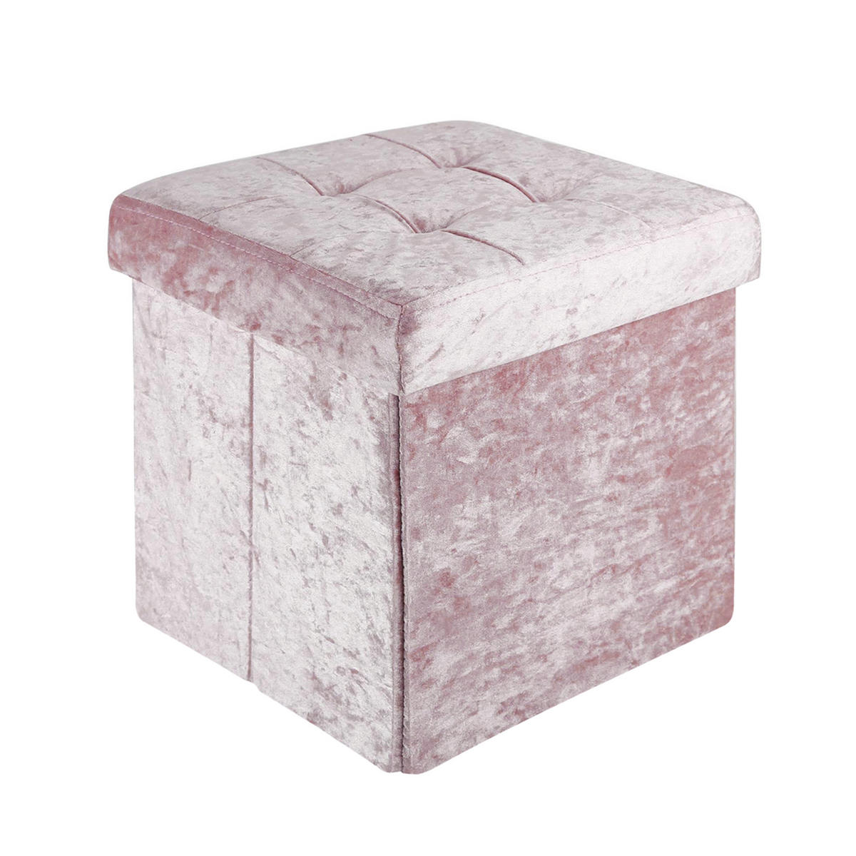 SITZBOX Faltbar mit Samtbezug 30/30/30 cm (Rosa) - Rosa, Karton (30/30/30cm) - Intirilife
