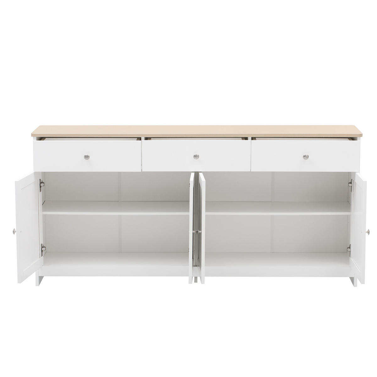 SIDEBOARD 160/37/75 cm z MDF bílý v dekoru dřeva - bílá, kompozitní dřevo (160/75/37cm) - Modenvie