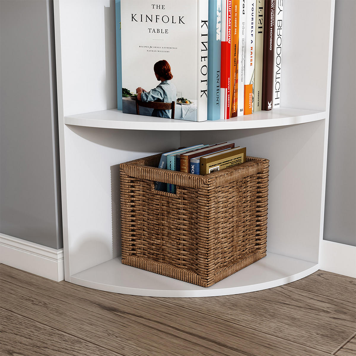 ECKREGAL Fabienne Weiß 40 x 180 cm mit 5 Fächern - Weiß, Holzwerkstoff (40/180/40cm) - Vicco