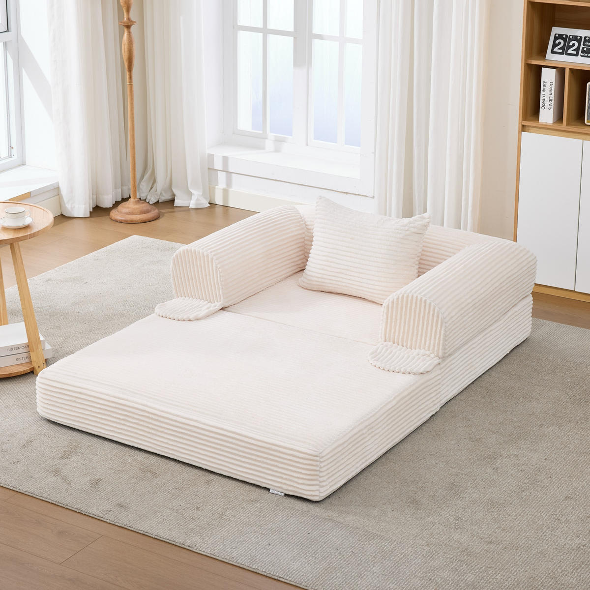 SCHLAFSOFA DE-35175 klappbar 2-in-1 Beige - Beige, Textil (85/65/120cm) - ComfortXL