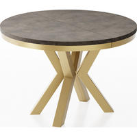 ESSTISCH Clara Gold runder ausziehbarer, Dunkelgrauer Chicago Beton 120-200/120/76 cm - Dunkelgrau/Goldfarben, Holzwerkstoff/Metall (120/120/76cm) - WFL GROUP