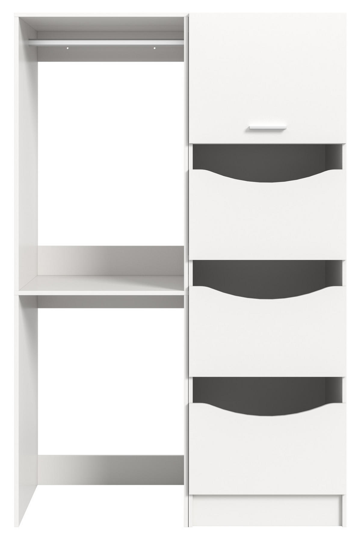 WASCHMASCHINENSCHRANK weiß Set 2-teilig 126 cm, Waschmaschinenumbau mit viel Stauraum - Silberfarben/Weiß, Glas/Holzwerkstoff (126/196/68cm) - Inn.Furn