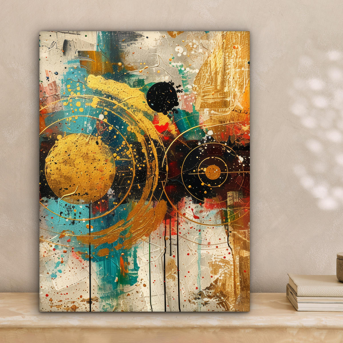 LEINWANDBILD - Abstrakt - Kunst - Gold - Modern - 30x40 - Bilder - Multicolor, Textil (30/40cm) - MuchoWow