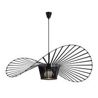 HÄNGELEUCHTE Strohhut 140/140/150 cm - Schwarz, Metall (140/140/150cm) - Nettlife