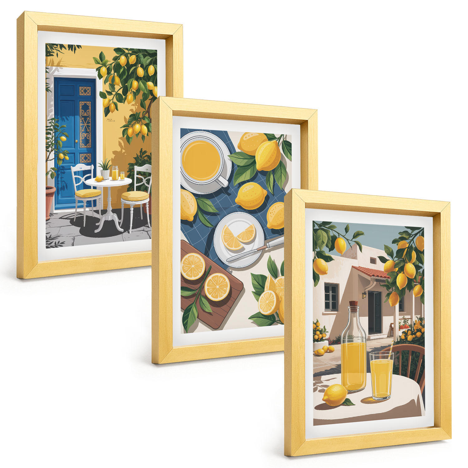 BILDER SET 3er Set - 20x30 cm Goldrahmen - Patio Sun Limonade - Goldfarben, Kunststoff (20/30cm) - TULUP