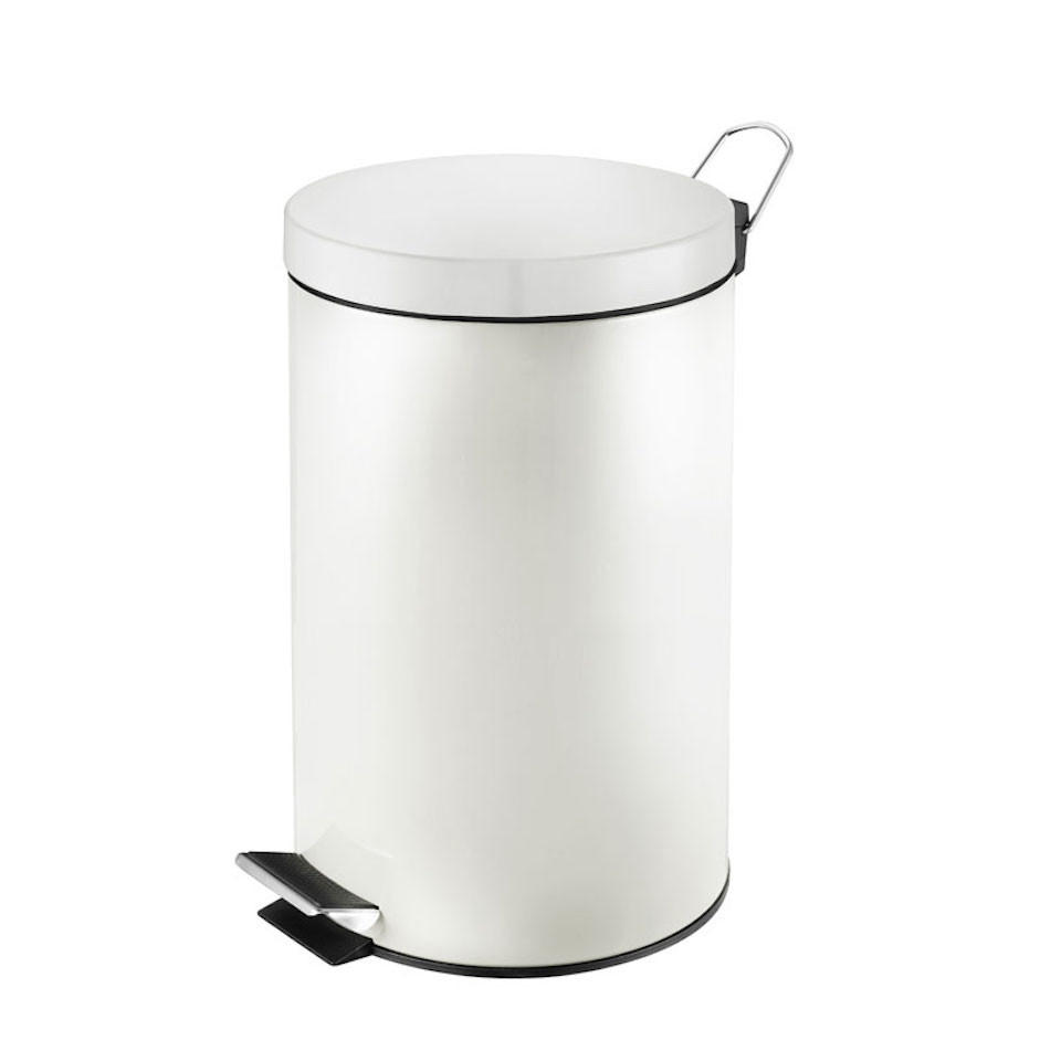 MÜLLEIMER Runder TretMit Herausnehmbaren Kunststoff Inneneimer 12 Liter 40 x 29,5 x 25,5 cm Weiß - Weiß, Metall (29.5/40/25.5cm) - PROREGAL