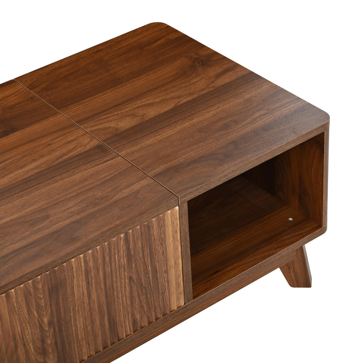 COUCHTISCH 95/48/50 cm mit höhenverstellbarer Tischplatte und Stauraum, Wellenoptik, Nussbaum - Walnussfarben, Holzwerkstoff (95/48/50cm) - Redom