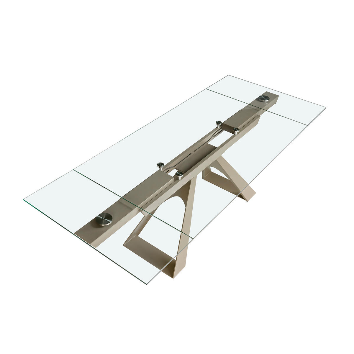 ESSTISCH Glass Taupe Grau 160/100/76 cm - Transparent/Goldfarben, Glas (100/160/76cm) - ANGEL CERDA