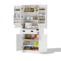 BUFFET 80/40/182 cm Weiß aus MDF mit 4 verstellbaren Böden - Weiß, Holzwerkstoff (80/182/40cm) - OKWISH
