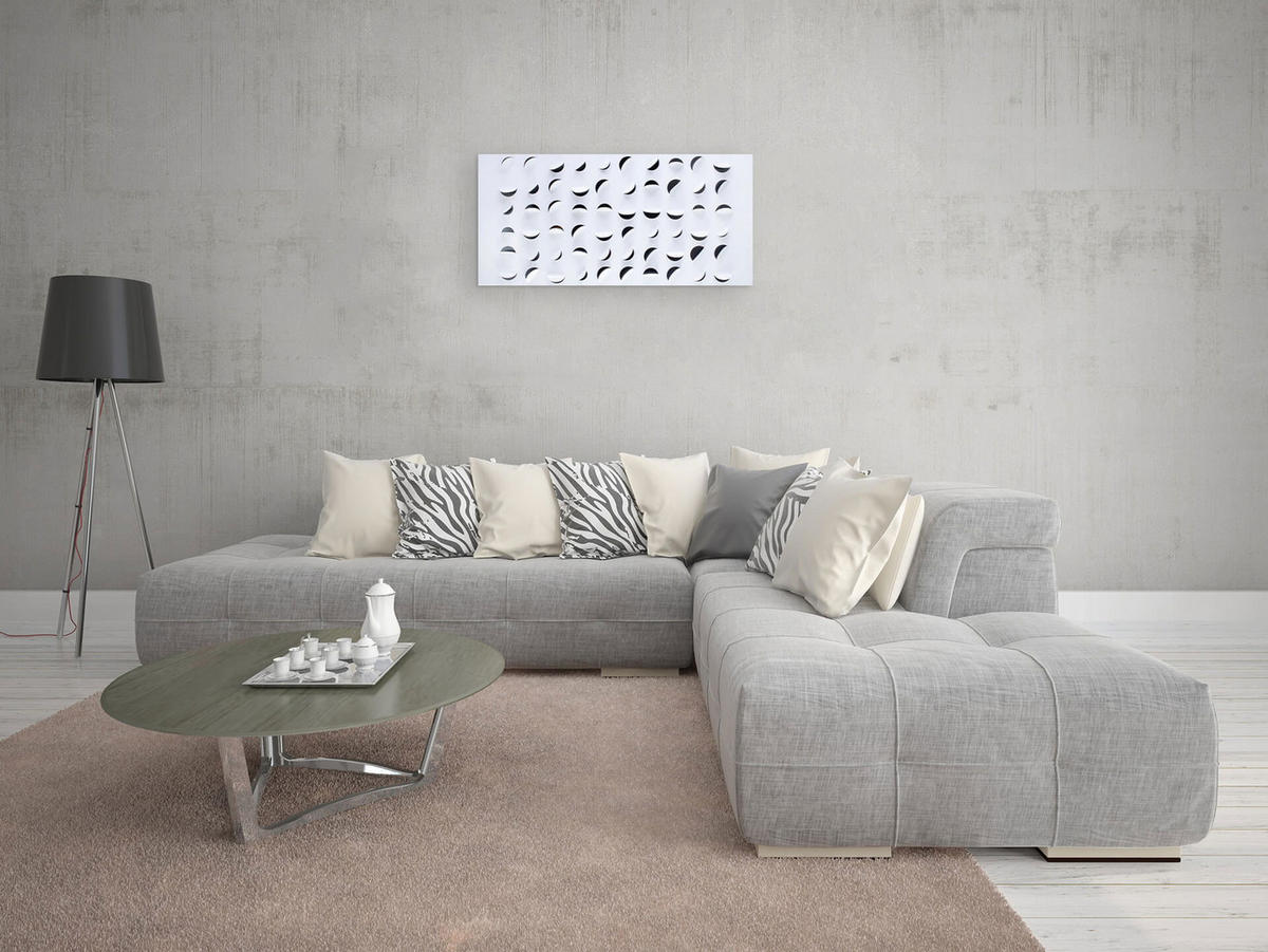 WANDDEKO Schwarz-Weiß 118/57 cm - Schwarz/Weiß, Metall (7.21/57/5cm) - KUNSTLOFT