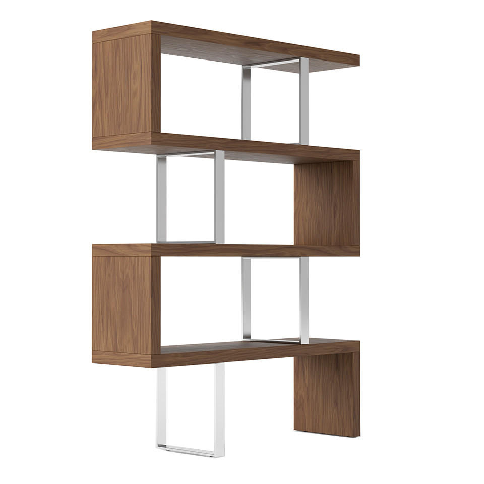 REGAL Walnuss Stahl 130/35/170 cm - Edelstahlfarben/Walnussfarben, Holz/Metall (130/170/35cm) - ANGEL CERDA