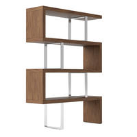 REGAL Walnuss Stahl 130/35/170 cm - Edelstahlfarben/Walnussfarben, Holz/Metall (130/170/35cm) - ANGEL CERDA