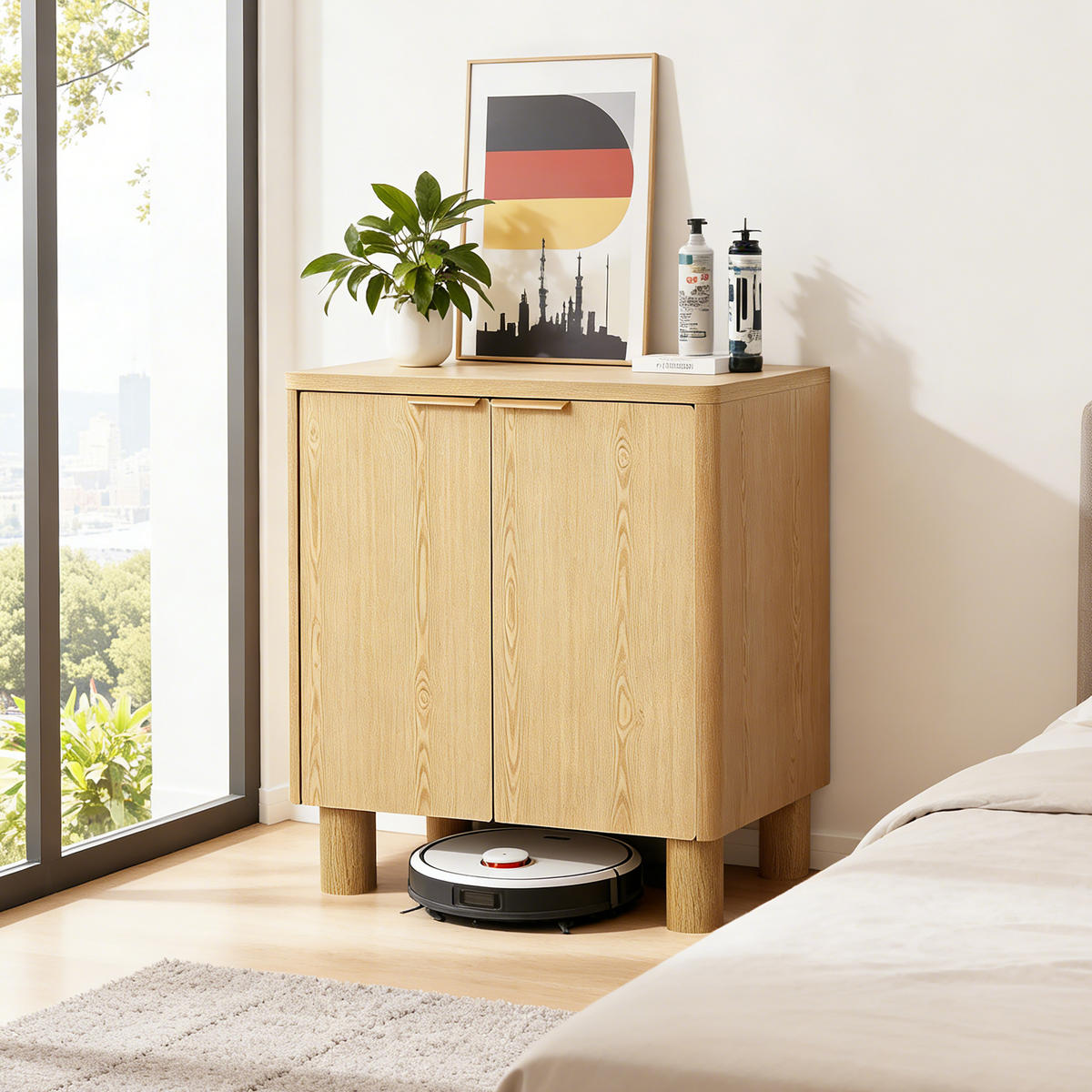 MODERNES Sideboard Wohnzimmer, Kommode mit 2 Türen | B72 x T39,5 x H75 cm - Eichefarben/Braun, Holz (72/75/39.5cm) - Hometopia