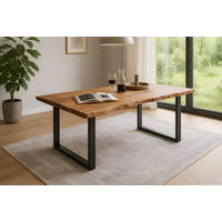 ESSTISCH TOPS&TABLES - Beige/Schwarz, Holz/Metall (85/160/77cm) - SAM