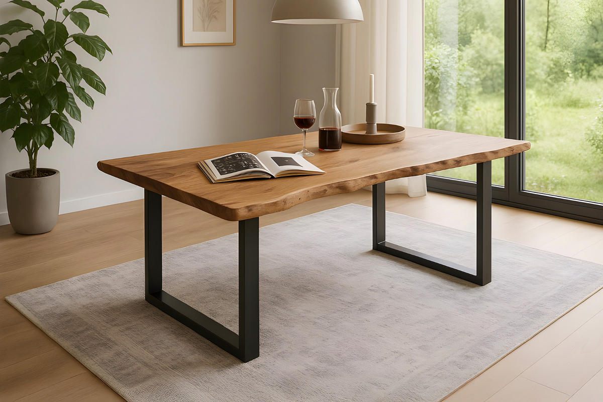 ESSTISCH TOPS&TABLES - Beige/Schwarz, Holz/Metall (85/160/77cm) - SAM
