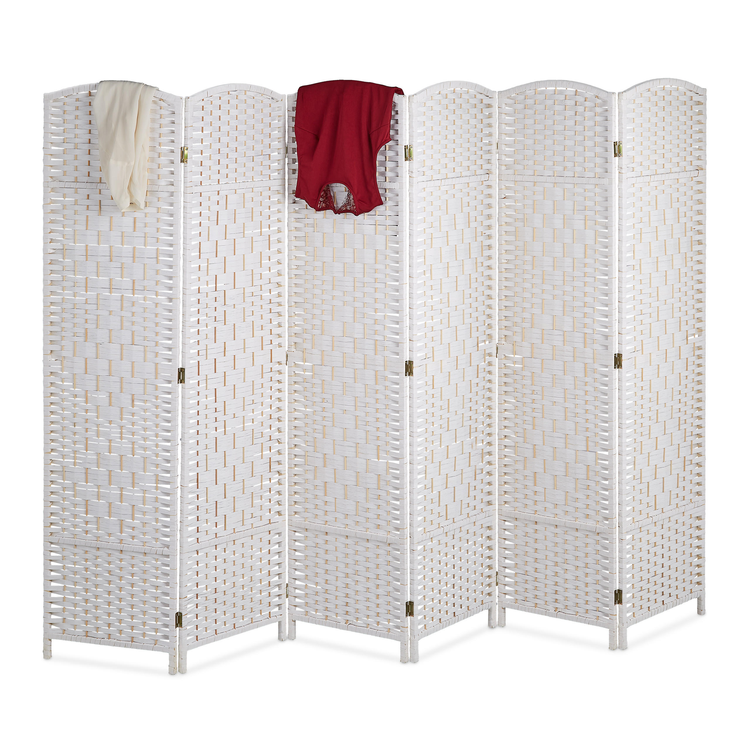 PARAVENT - Weiß, Holz/Papier (240/170/2cm) - Relaxdays