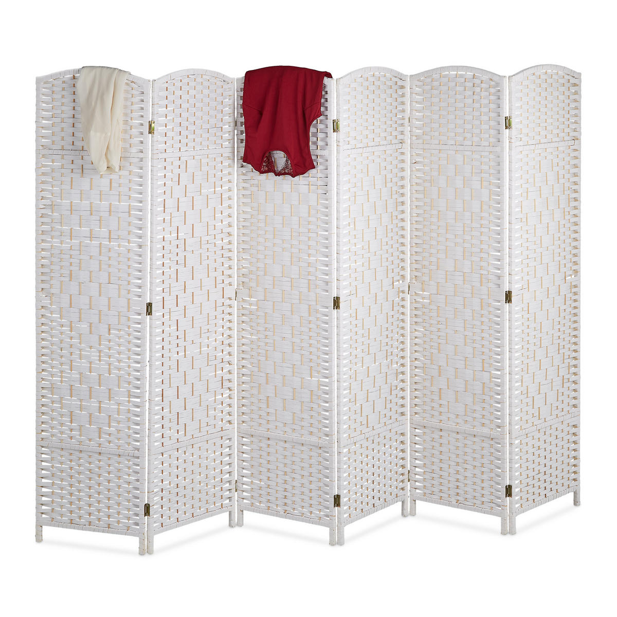PARAVENT - Weiß, Holz/Papier (240/170/2cm) - Relaxdays