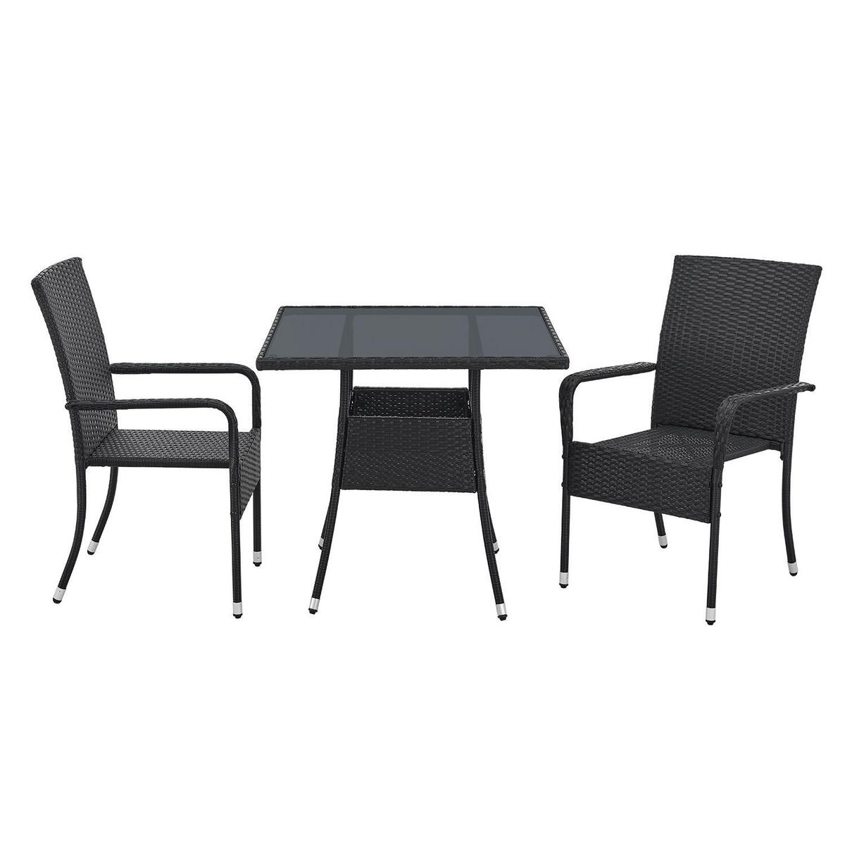 GARTENTISCH Yoro schwarz 80x80 cm - Schwarz, Kunststoff (80/80/73cm) - Juskys