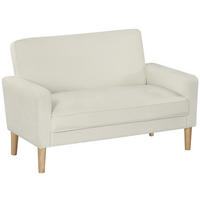 2-SITZER-SOFA DE-06494 Doppelsitzsofa mit Kautschukholzbeinen Cremeweiß - Creme, Holz/Textil (130/82/74.5cm) - ComfortXL