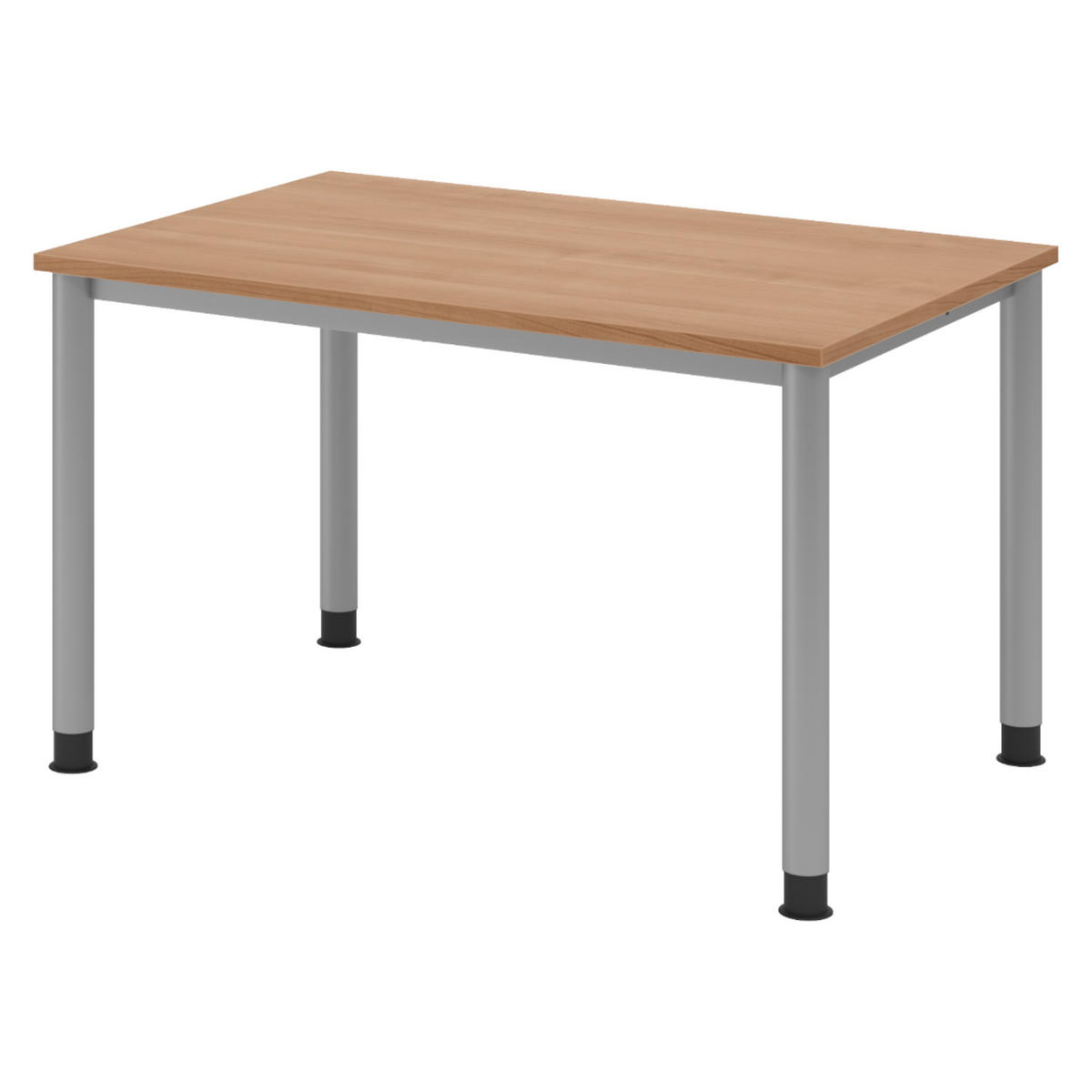 SCHREIBTISCH Serie-H Gestell: Silber 80/120/74 cm in Nussbaumfarben - Nussbaumfarben, Holzwerkstoff (80/120/74cm) - bümö