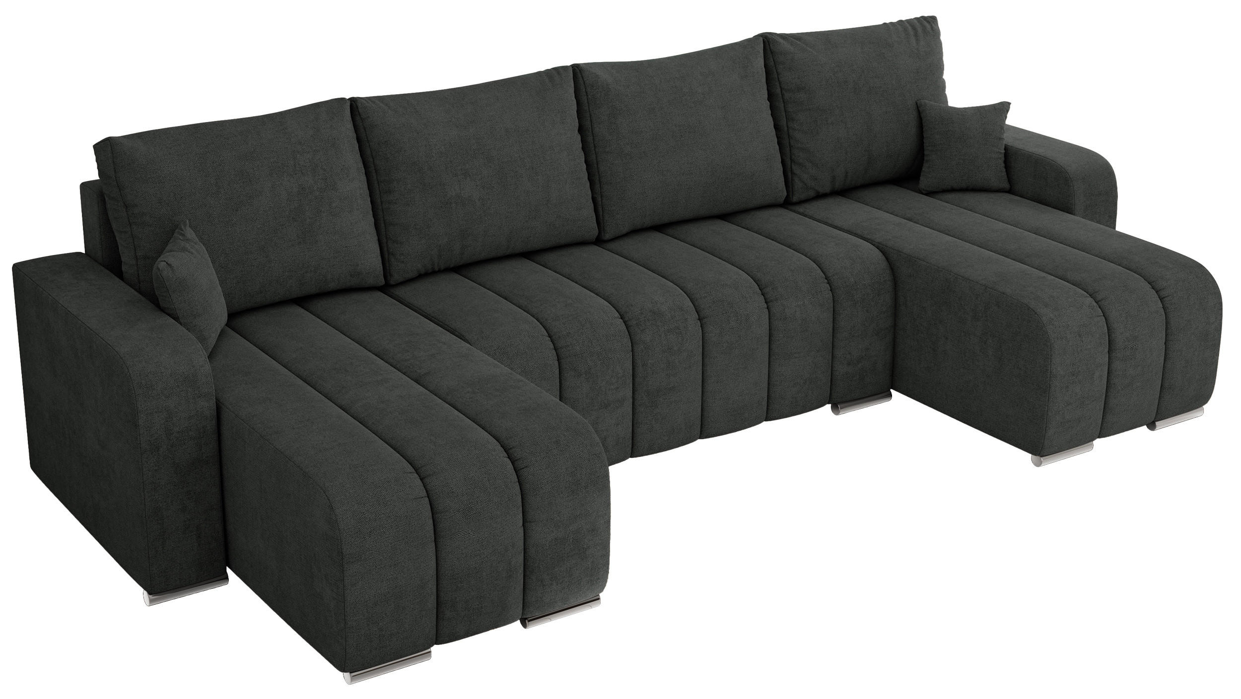 WOHNLANDSCHAFT KIRASSO U Dunkelgrau Struktur - Dunkelgrau/Grau, Textil/Metall (320/86/147cm) - MKS