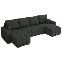 WOHNLANDSCHAFT KIRASSO U Dunkelgrau Struktur - Dunkelgrau/Grau, Textil/Metall (320/86/147cm) - MKS