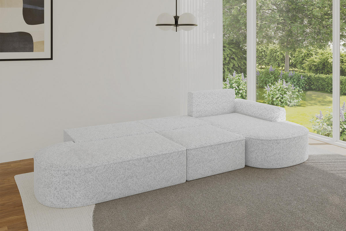 ECKSOFA mit Schlaffunktion Ottomane RECHTS MARI L2-S 368X167X85 Grau Velours - Taupe/Schwarz, Holzwerkstoff/Kunststoff (167/368cm) - ALTDECOR