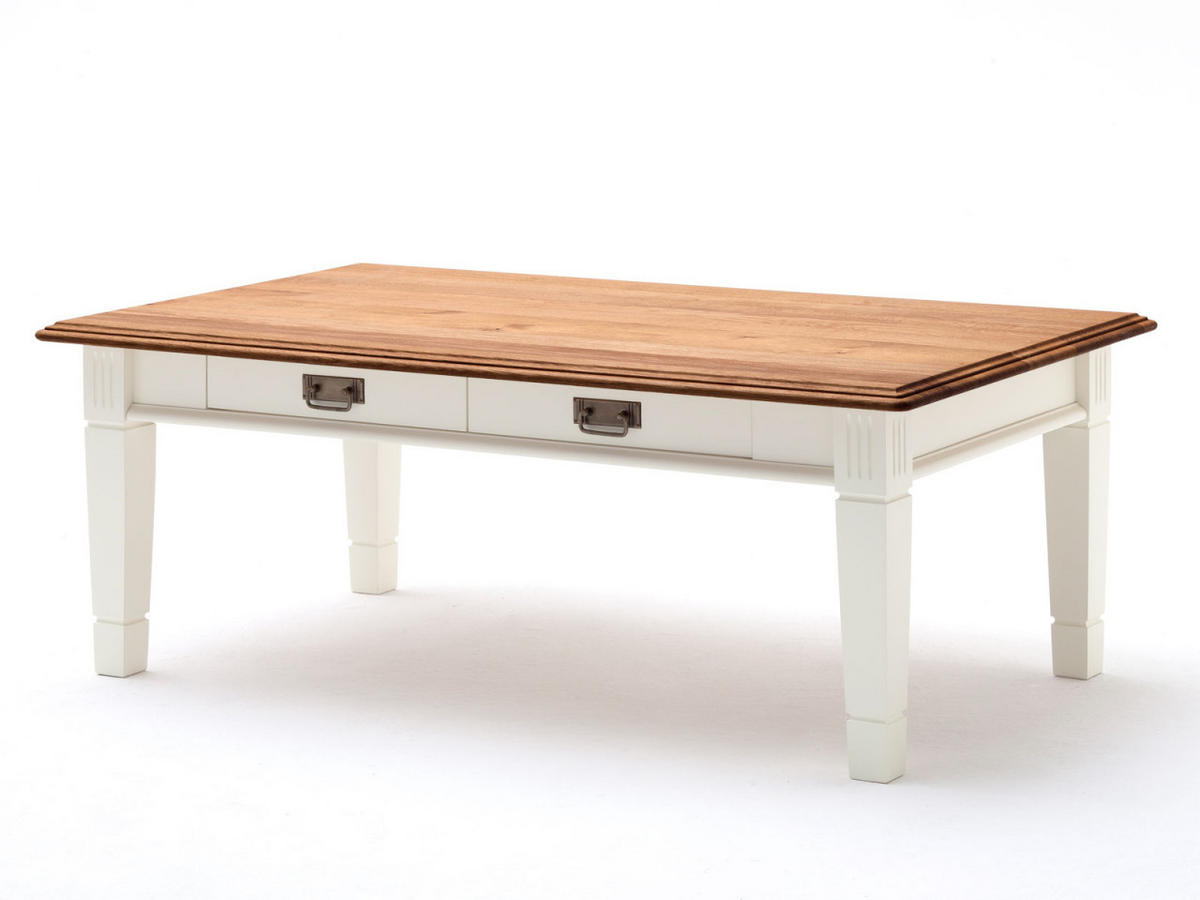 COUCHTISCH Novara - Weiß/Braun, Holz (75/130/48cm) - Casamia Massive Möbel