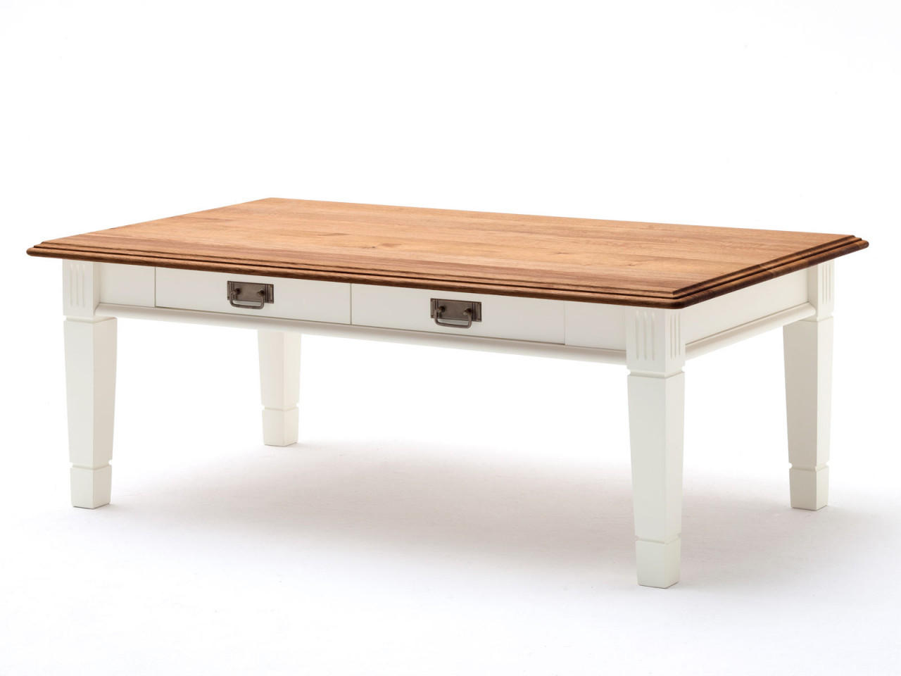 Casamia Massive Möbel COUCHTISCH Weiß, Braun 130cm × 75cm × 48cm