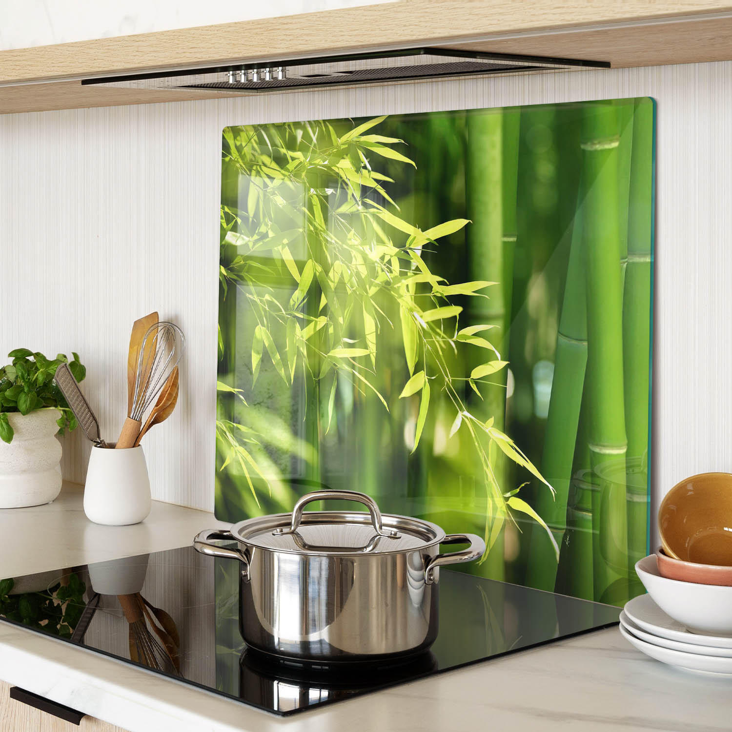GLASPLATTE 60x52 cm Bambus - Grün, Glas (60/0.4/52cm) - TULUP