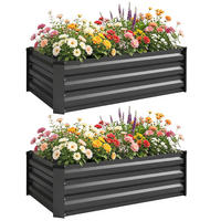HOCHBEET DE-05271 2er-Set, offener Boden, Stahl Dunkelgrau - Dunkelgrau, Metall (100/30/60cm) - ComfortXL