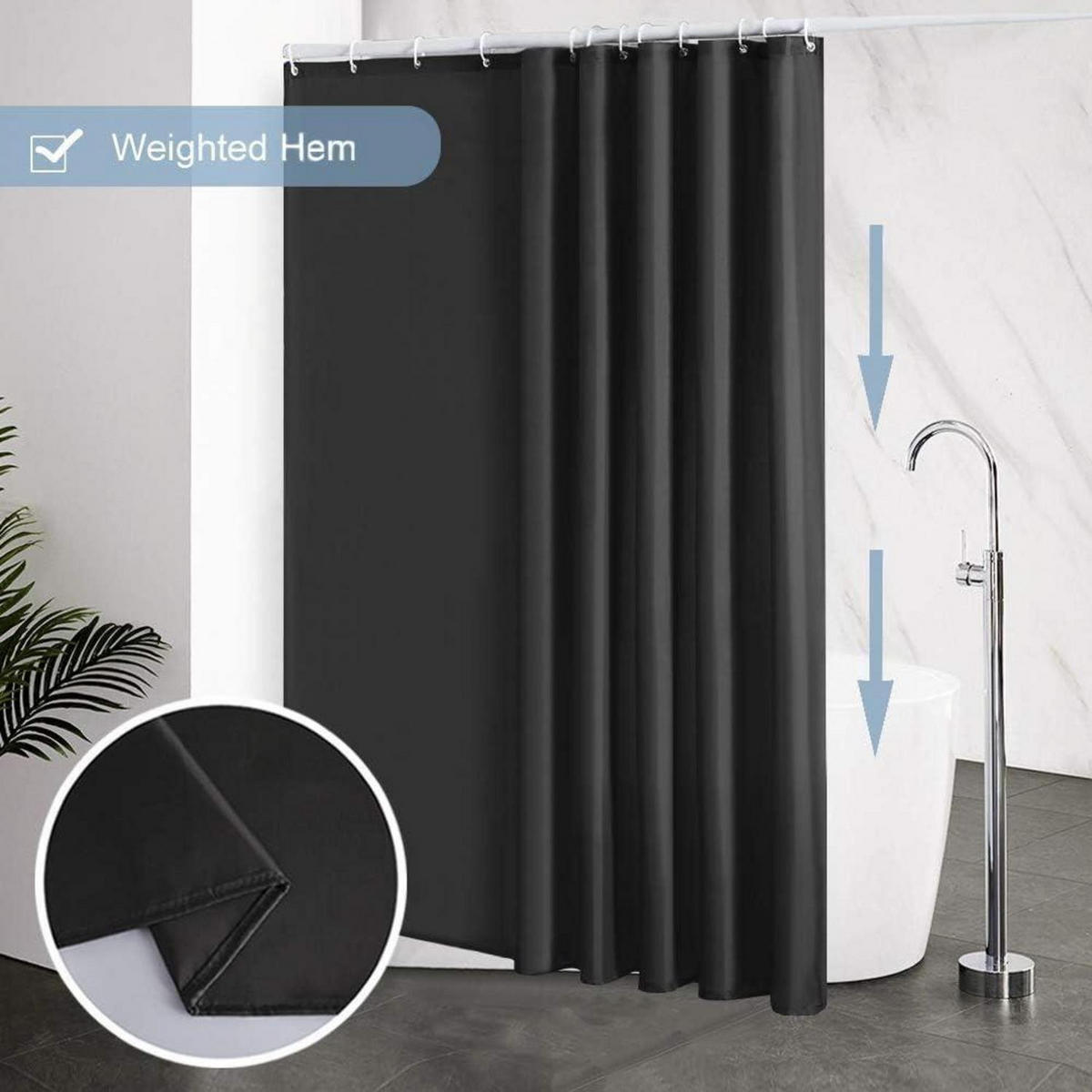 DUSCHVORHANG Schwarz 200 x 200 cm - Schwarz, Textil (200/200cm)
