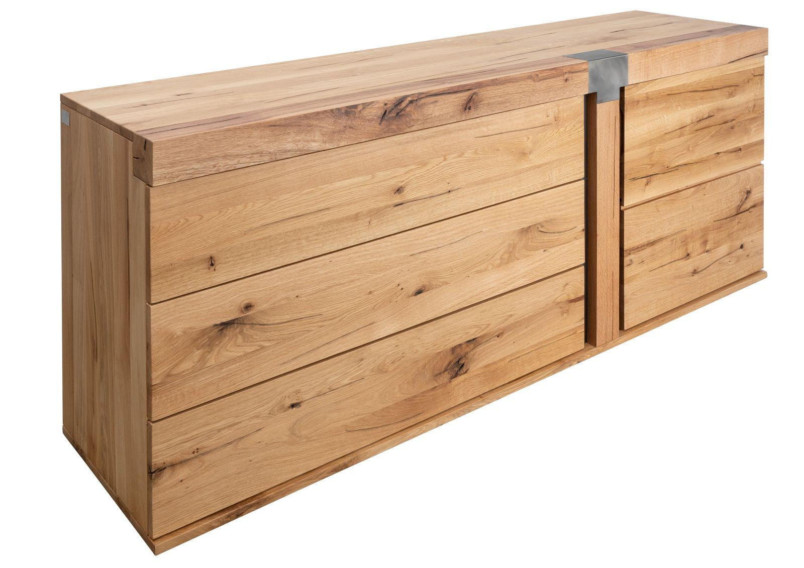 SIDEBOARD Wildeiche / Zerreiche 180x45x75 natur geölt NEW AMSTERDAM #11 - Braun, Holz (180/75/45cm) - Massivmoebel24