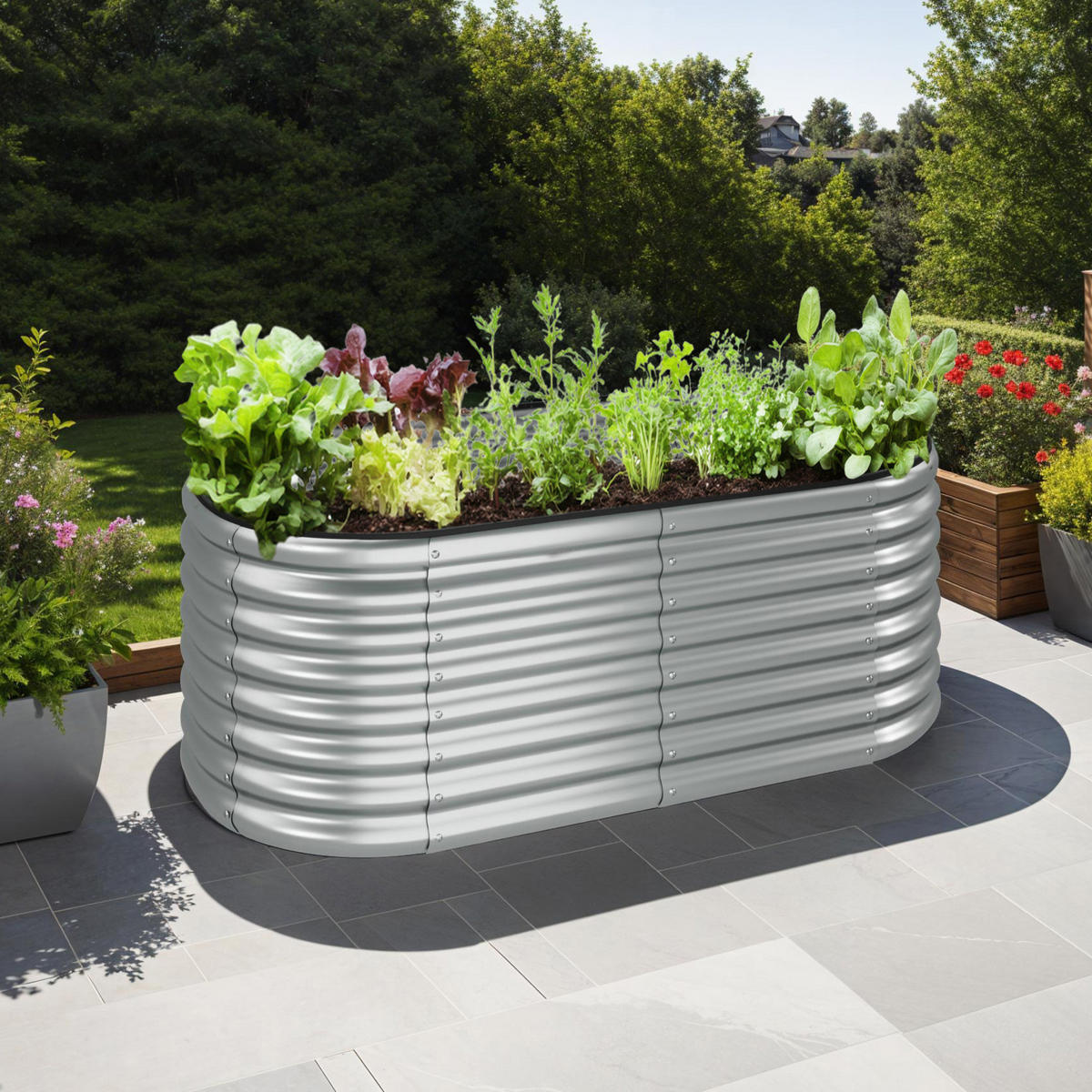 HOCHBEET Flormma,160 x 80 x 80 cm,silber - Silberfarben, Metall (160/80/80cm) - tectake