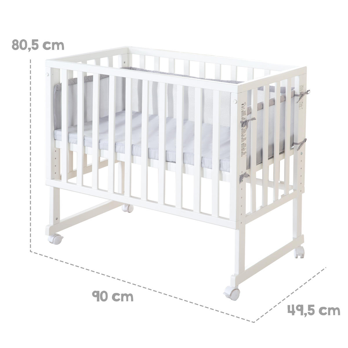 BEISTELLBETT roba Style grau 3in1 Set 90 x 45 cm - Weiß/Grau, Holzwerkstoff (45/90cm) - Roba