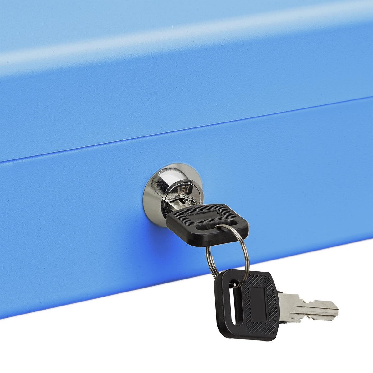 POKLADŇA - modrá, kov/plast (30.5/8.5/24.5cm) - Relaxdays