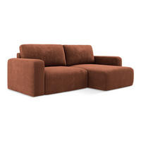 ECKSOFA mit Schlaffunktion rechts Chenille Stoff Orange - Terra cotta/Schwarz, Kunststoff/Textil (244/149cm) - Makamii