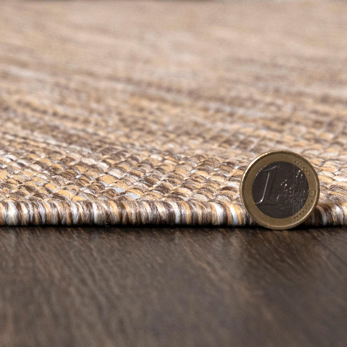 TEPPICH Braun In-Outdoor Einfarbig - Rund, Kurzflor, Modern, Minimalistisch - 200 x 200 cm - Blau/Braun, Textil (200/200cm) - Mazovia
