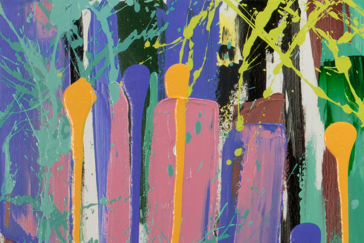 ACRYLBILD HANDGEMALT 150/50 cm - Blau/Gelb, Holz/Textil (150/50cm) - KUNSTLOFT