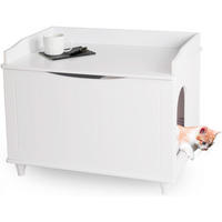 KATZENSCHRANK für Katzentoilette groß aus Holz - Weiß, Holz (73.5/57/51.5cm) - WONDERMAKE