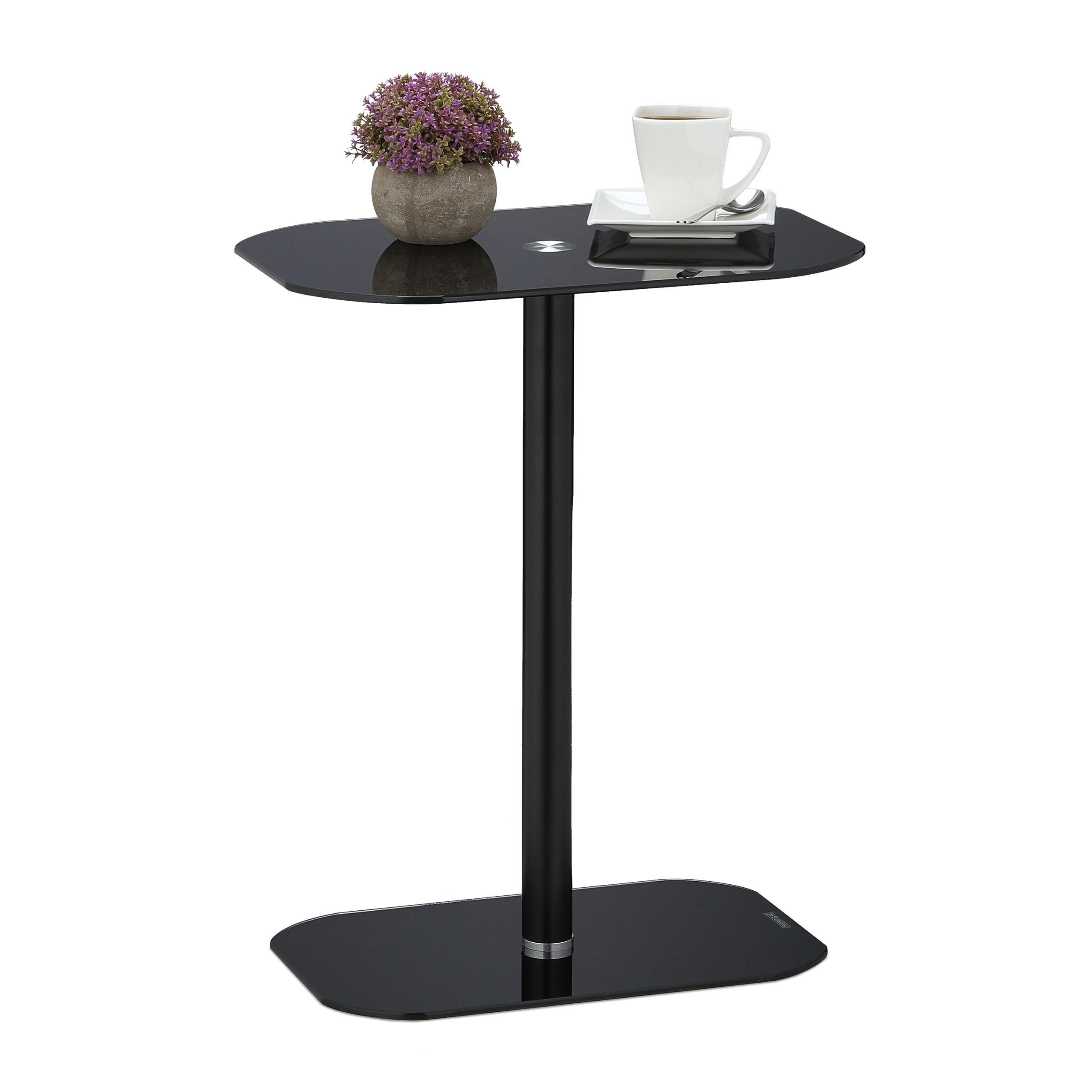 GLASBEISTELLTISCH - Schwarz, Glas/Metall (29.5/44.5/54.5cm) - Relaxdays