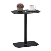 GLASBEISTELLTISCH - Schwarz, Glas/Metall (29.5/44.5/54.5cm) - Relaxdays