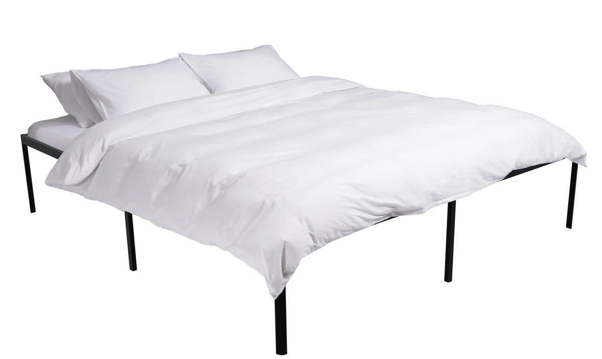 METALLBETT Rukim Metall Schwarz Bett 200x200 - Schwarz, Metall - DELUKE