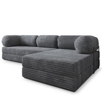 ROHOVÁ SEDAČKA ETERA modulární Boneless pohovka s funkcí spaní, grafitová TILIA 90 - tmavě šedá, textil (270/160cm) - MASSENO