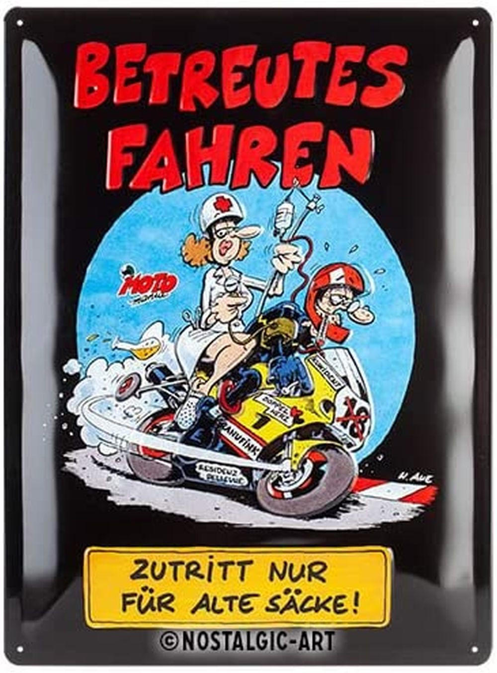 BLECHSCHILD 30/40 cm MOTOmania Betreutes Fahren - Multicolor, Metall (30/40/0.2cm) - Nostalgic-Art